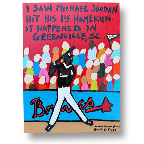 Justin Atkin 8x11 Painting Michael Jordan's First Homerun WP5874